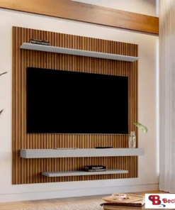Painel Leme Larg. 1.50m Impressão Ripada 3D Ripado/Off White para TV até 60" - Bechara