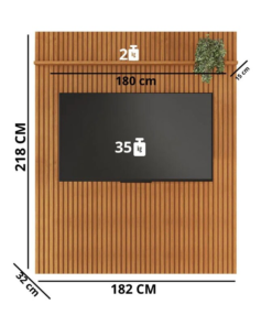 Painel Riso Larg. 1.82m Cinamomo Ripado S/Nicho para TV até 65" JCM - Oferta - Imagem 3