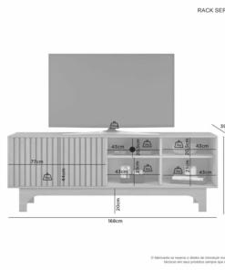 Rack Sereno Larg. 1.68m Cinamomo Ripado + Painel Riso Larg. 1.82m Cinamomo Ripado para TV até 65" JCM - Oferta - Imagem 3