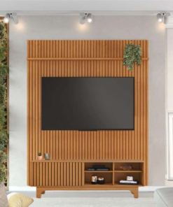 Rack Sereno Larg. 1.68m Cinamomo Ripado + Painel Riso Larg. 1.82m Cinamomo Ripado para TV até 65" JCM - Oferta