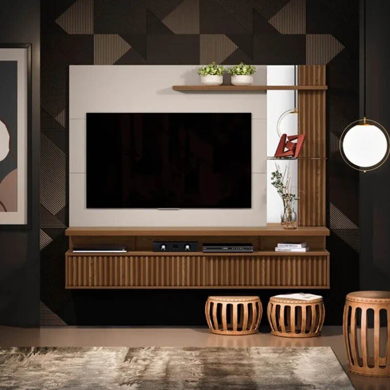 Painel Home Maragogi TV até 60 Polegadas Freijó/Off White Linea Brasil