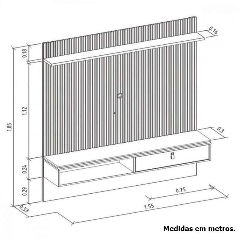 Painel Home Lumini para TV até 65 Polegadas Freijó/Off White Linea Brasil - Imagem 3