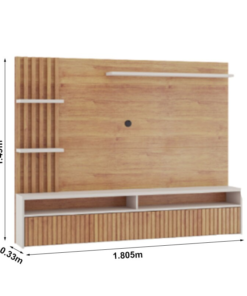 Painel Aurora Larg. 1.80m Mel/Off Detalhe Ripado para TV até 65" - Viero - Imagem 2