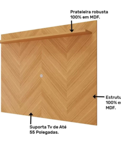 Painel Nature + Rack Grafite/nature Volpi 100% MDF Larg. 1.54m Permóbili - Imagem 3
